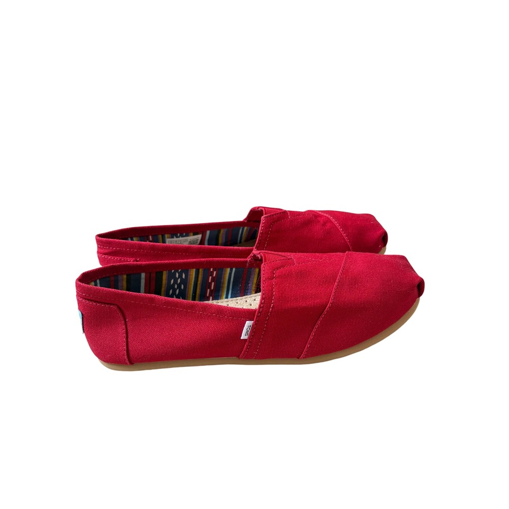 TOMS Womens Alpargata Red Canvas Slip On Loafers Shoes Size 9.5 NWT‎